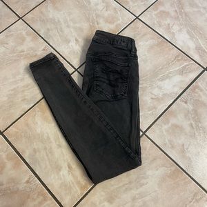 American Eagle Black Ripped Jeggings Size: 2